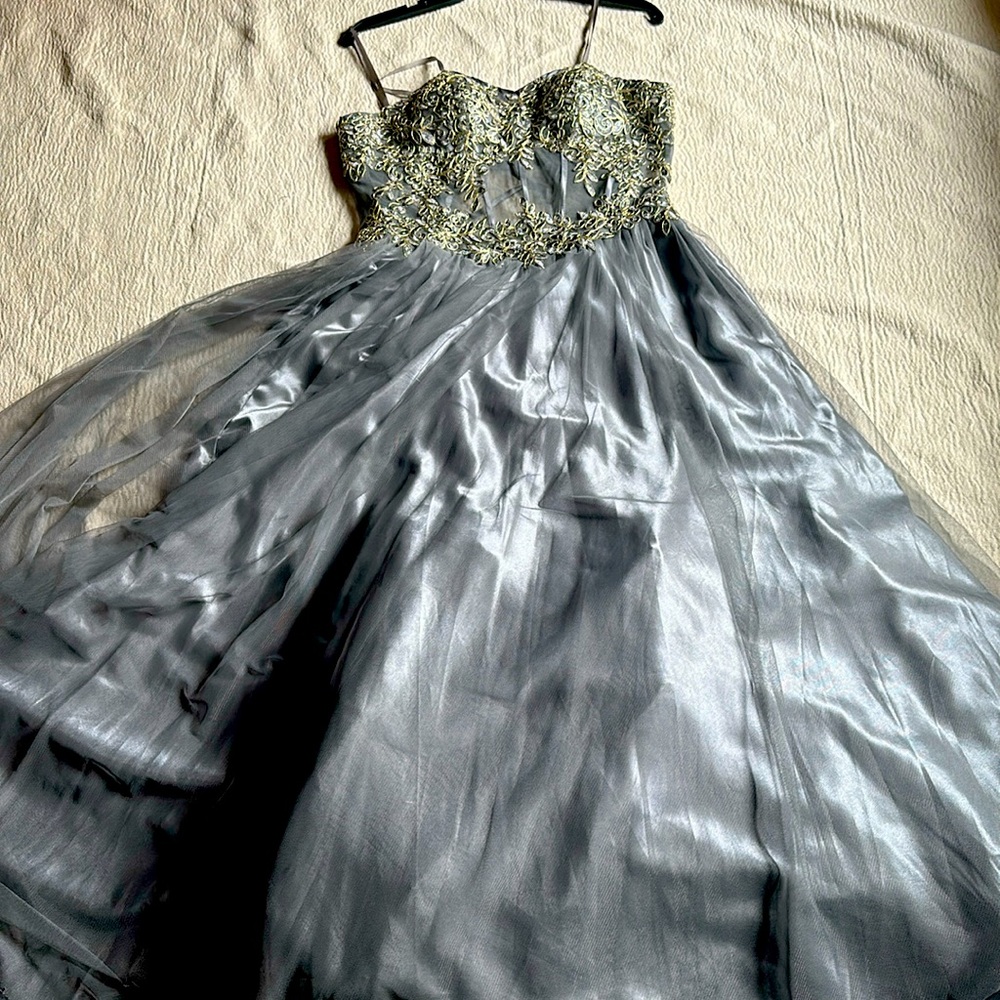 prom formal dress silver